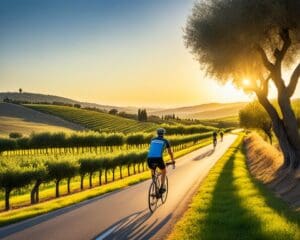 Radfahren durch die Toskana: Olivenhaine und Weinberge