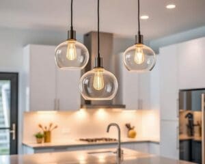 Design-Pendelleuchten aus Glas für die Küche