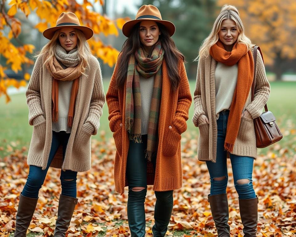 Herbstmode mit Cardigans und Accessoires