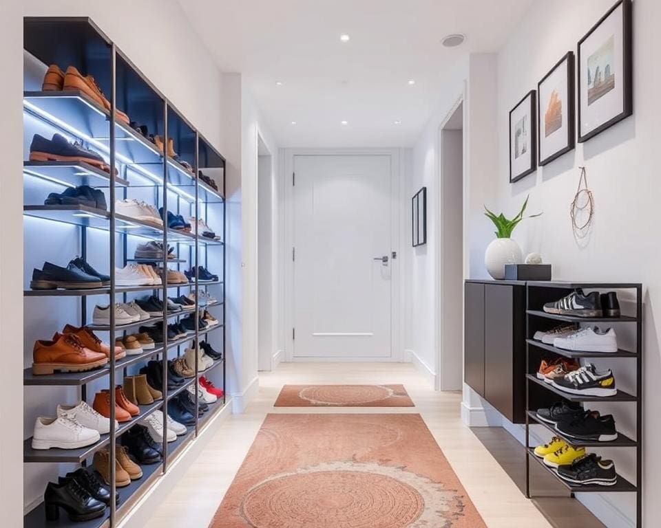 Platzsparende Schuhregale für den Flur