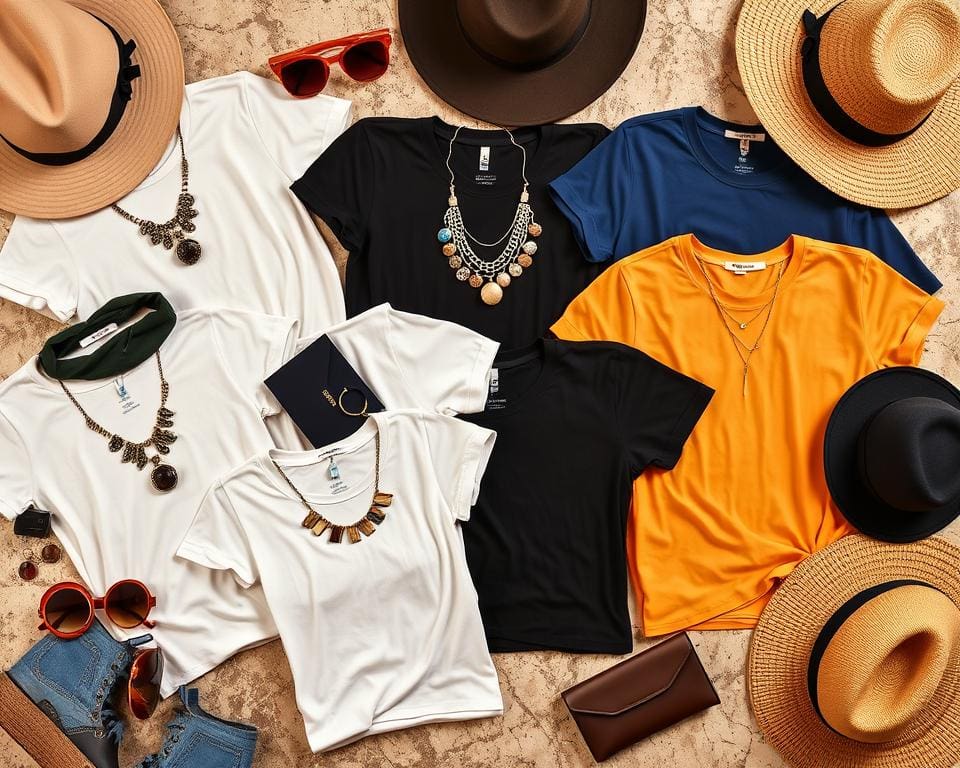 Styling von T-Shirts mit Accessoires