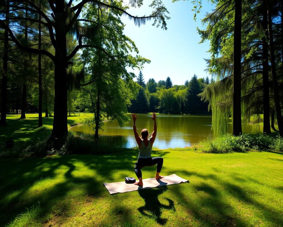 Verbindung zur Natur entspannt beim Outdoor-Yoga