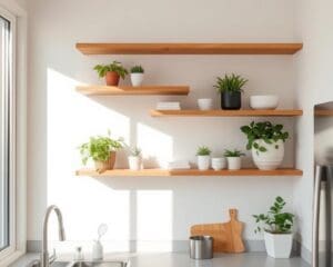 Minimalistische Wandregale für kleine Küchen