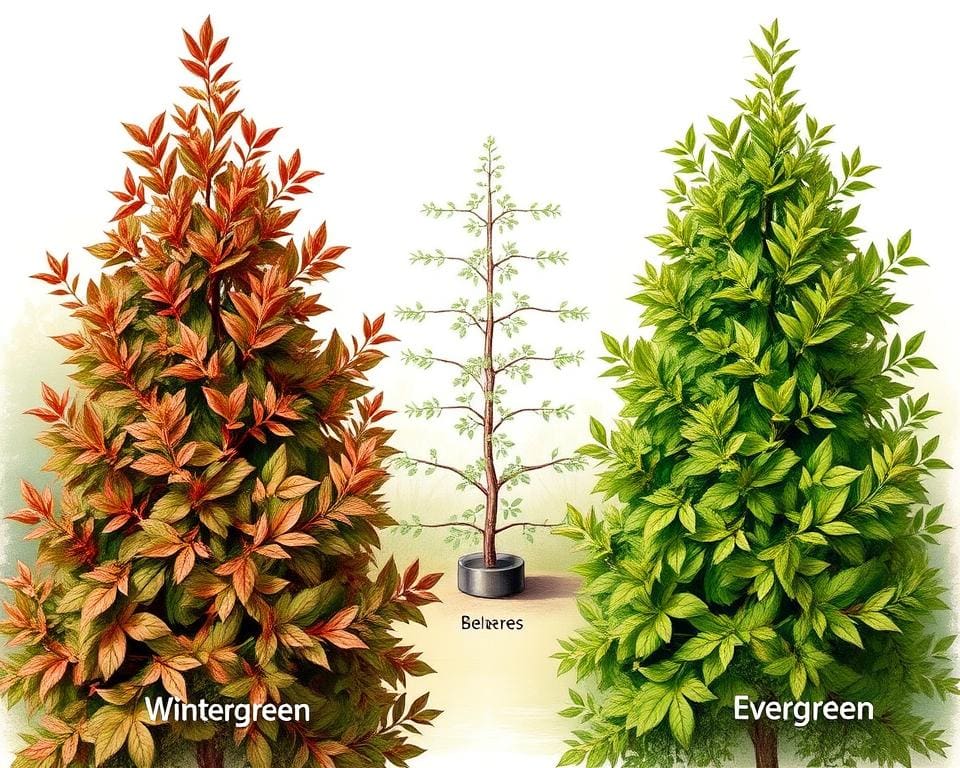 Was unterscheidet wintergrüne und immergrüne Spalierbäume?